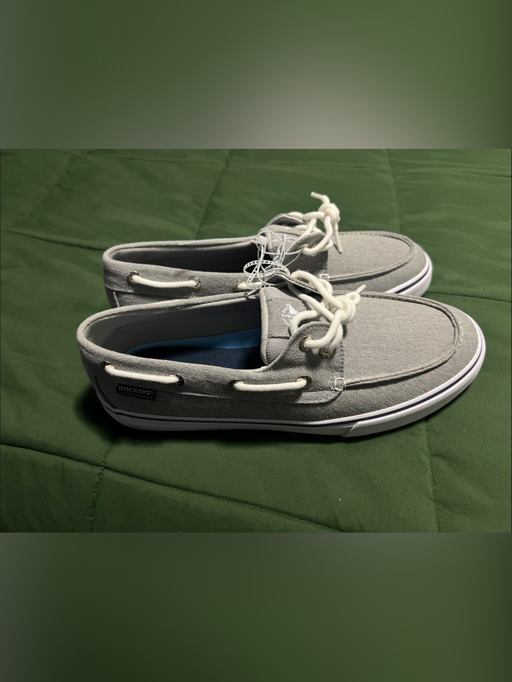 Dockers Gray Canvas Boat Shoes with White Laces
